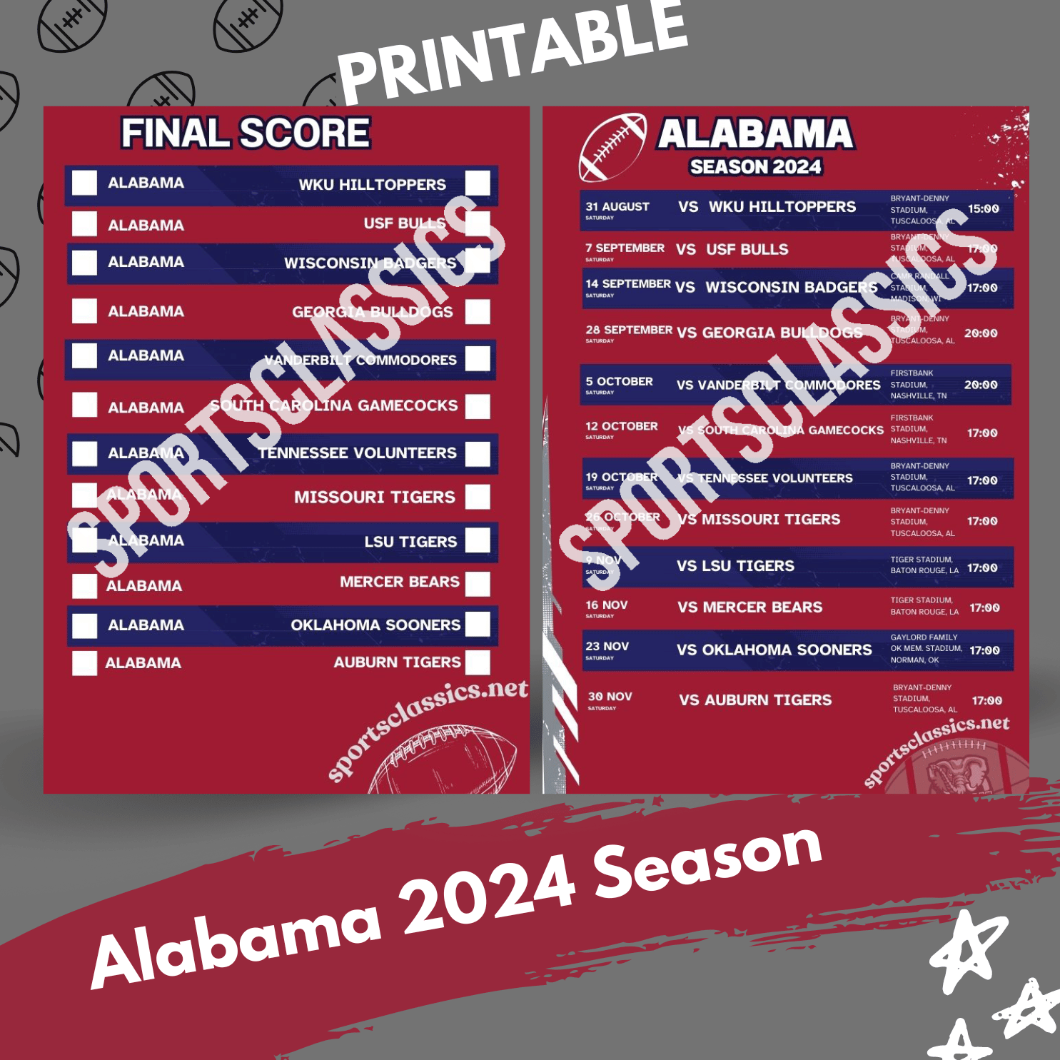 Alabama Football Schedule 2024 Printable