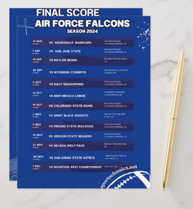 Air Force Falcons Schedule 2024 Printable Sports Classics Custom